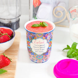 Australian Smoothie Keep Cup with Inspirational Believe in Yourself message