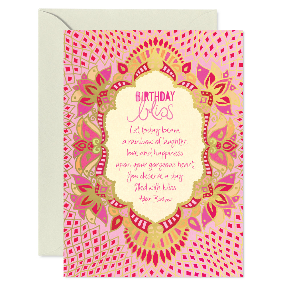 Australian Intrinsic Pink and Gold Birthday Bliss Greeting Card 