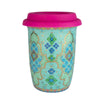 Turquoise Mandala Patterned Ceramic Coffee Keep Cup