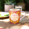 Sunshine and Happiness ceramic mug with inspirational message by Adele Basheer. Designed in South Australia. 