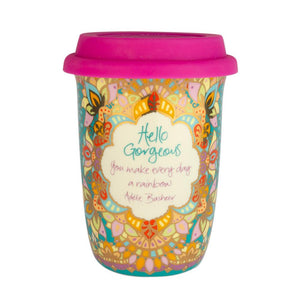 Colourful Turquoise Patterned Portable Coffee Travel Mug