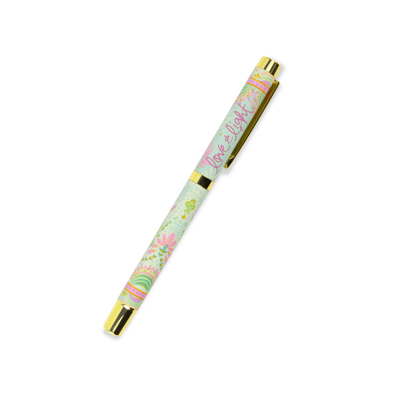 Pastel Green, Lilac and Pink Rollerball Pen with Matching Guided Journal