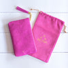 Adele Basheer Intrinsic pink vegan leather coin purse with velour pink pouch - boho print pink purse 