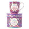 Purple New Beginnings ceramic homewares coffee mug with inspirational Adèle Basheer quote