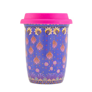 Reusable coffee mug for travel, camping, takeaway coffee and outdoor activities. Gift for space nerds, astrology lovers, zodiac lovers and purple lovers. Designed in South Australia