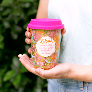 Intrinsic Garden Lover Bloom reusable coffee mug. Gift for floral lovers and outdoor lovers. Designed in South Australia
