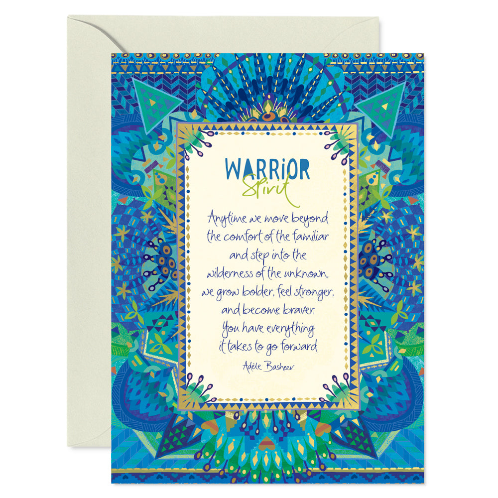 Intrinsic Blue Warrior Spirit Greeting Card with Inspirational Quote
