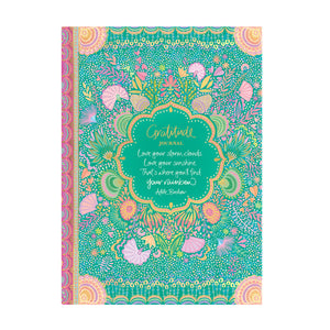 Inspirational Australian stationery brand Intrinsic - A5 turquoise  Guided Gratitude Journal - gold foil notebook with inspiring quote on cover 