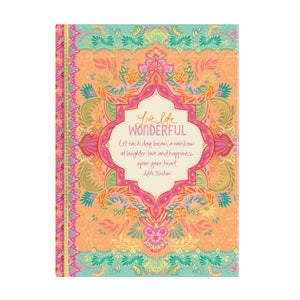 Australian Stationery Brand Intrinsic Live Life Wonderful A5 Journal with inspiring message on cover by Adèle Basheer 