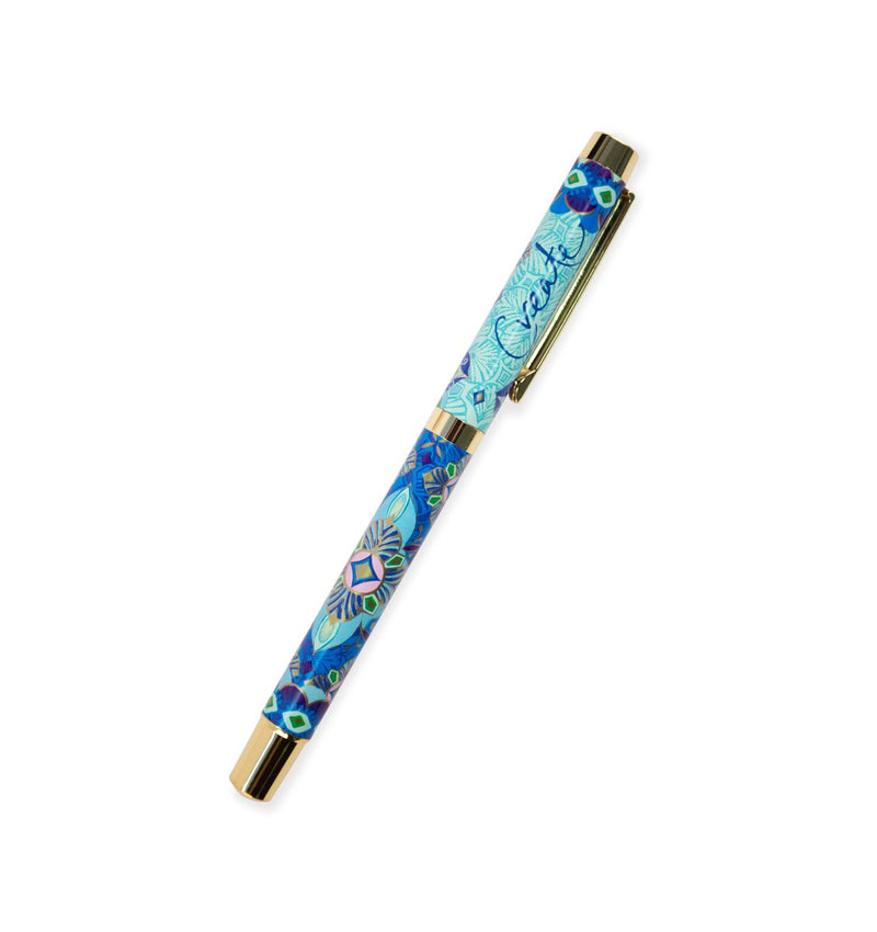 Turquoise Blue Illustrated Rollerball Pen in a Intrinsic Gift Boxed