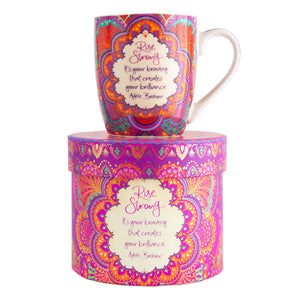 Intrinsic Rise Strong Ceramic Coffee Mug with inspirational quote by Adele Basheer. Designed in South Australia. 