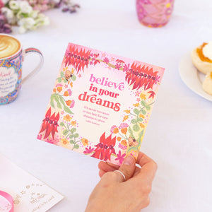 Blank Intrinsic Believe in your dreams Greeting Card with Inspirational Quote on Cover - Australian Made
