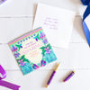 ‘One of a kind Amazing’ Adèle Basheer Quote Greeting Card with heartfelt birthday message - Blank inside, blue and purple cover with flowers and bee - Made in South Australia - Birthday card for family, friend, Mum, Sister, Aunt, Girlfriend