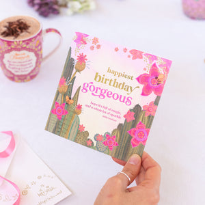 Intrinsic ‘Happiest Birthday Gorgeous' Greeting Card with Inspirational Birthday Quote and Message for someone special on cover - Australian Made - Birthday card for family, friend, her, them, Mum, Sister, aunt 