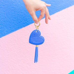 Motivational quote ocean blue key chain with gold tassel. Easy to find keys, decorate handbag or schoolbag, on the go inspirational accessory. Designed in South Australia. Gift Boxed. 