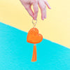Love heart shaped Vegan Leather orange Key ring with short inspirational quote. Key holder for house keys, car key, backpack, purse, school bag, gym bag, colour code spare key, shed key, key fob and USB.  
