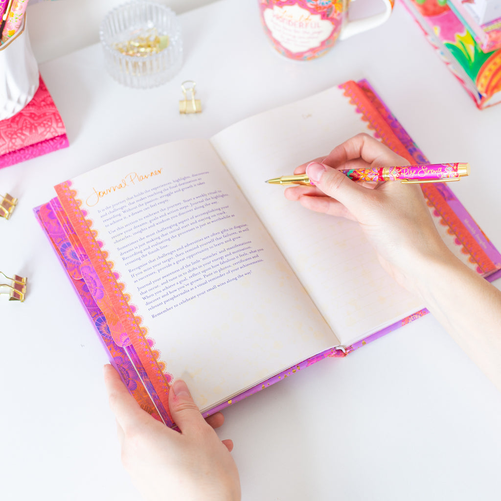 Inspirational Intrinsic A5 Create Your Fate Guided Goal Journal inner pages - guided journaling information with tips for beginners 