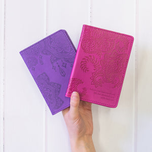 Intrinsic Luxe PU Leather Travel Accessories with Inspirational Quotes - violet purple Passport wallet, cherry purple dark pink passport holder