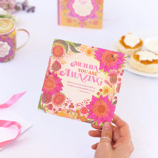 Intrinsic Blissful Blooms Collection - Inspirational Mother’s Day Greeting Card with heartfelt quotes by Adele Basheer - Australian Made with floral illustrations and pink flowers 
