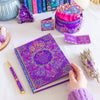 Intrinsic Shine Purple Stationery Collection -A5 Soul Journal, Purple Ink Pen, Daily Wisdom Intuition Cards 