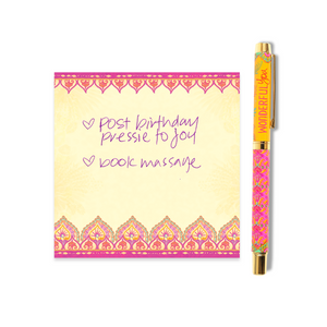 Intrinsic Wonderful You Ballpoint Pen - High quality pen with purple ink and colourful boho pattern