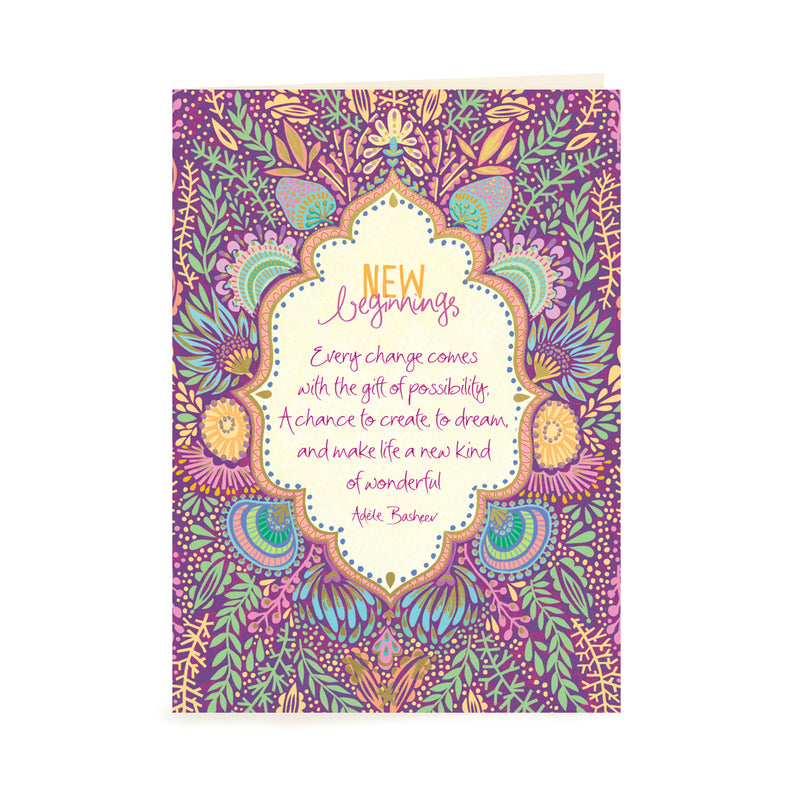 Intrinsic Purple New Beginnings Greeting Card with inspirational message