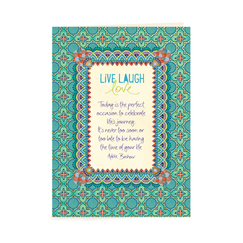 Australian Intrinsic Blue and Green Greeting Card with Inspirational Quote
