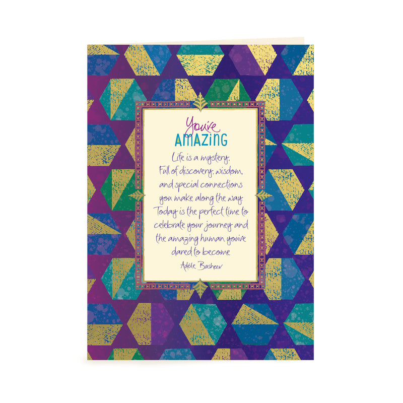 Intrinsic You're Amazing Blue and Green Male Inspirational Greeting Card