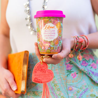 Travel Keep Cup for Mother’s day, Garden Lovers and flower lovers. Gift for florists and busy people. Featuring heartfelt friendship quote 